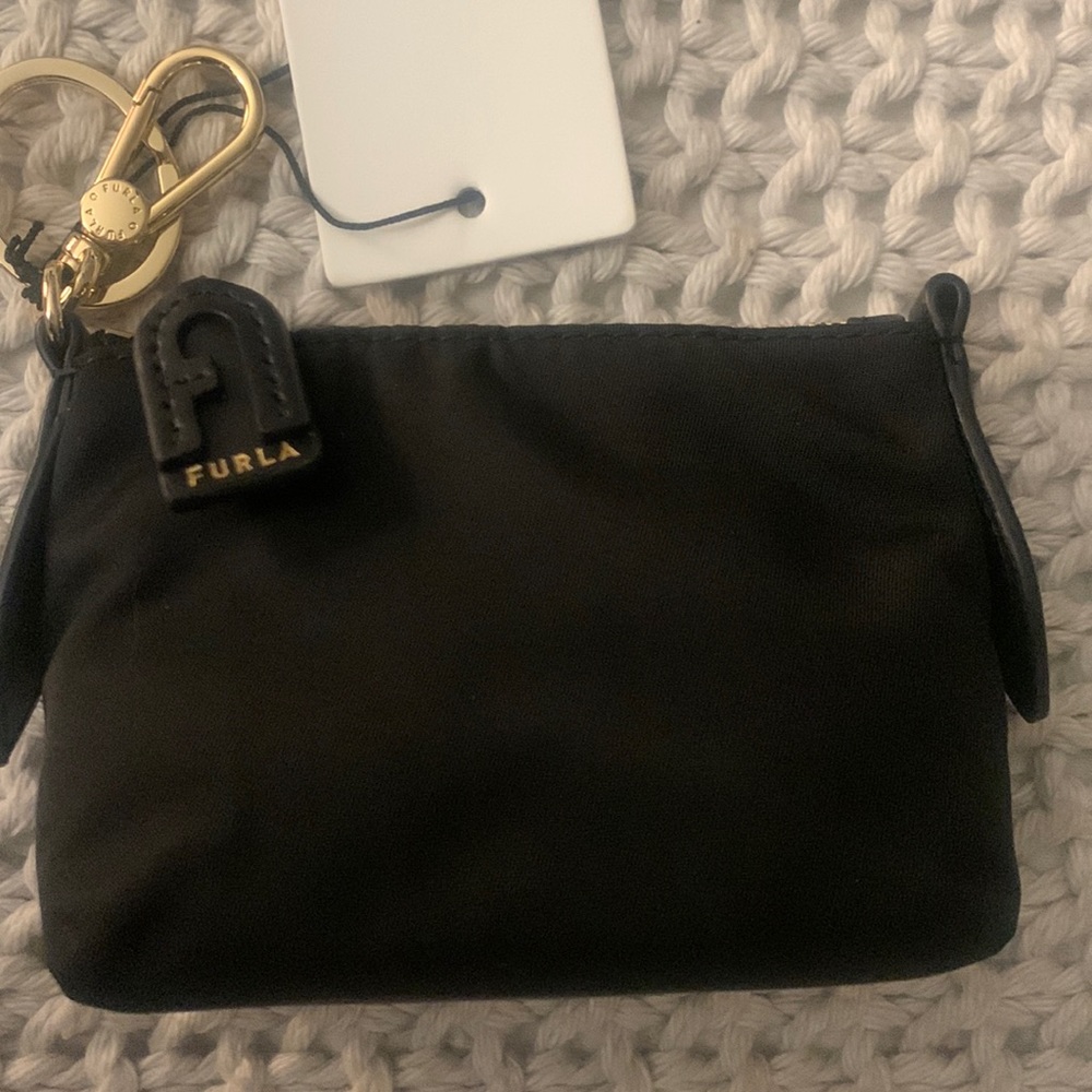 Furla black zippered bag brand new many uses!!